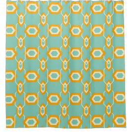 Stilisiertes geometrisches Muster in kräftigem ora Duschvorhang