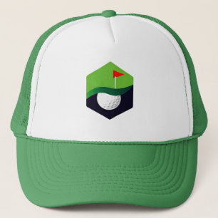 Stilisiertes Golfball-Symbol mit grünem Hintergrun Truckerkappe