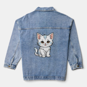 Stilisiertes Katzen-Cartoon-Linienkunst-Design-523 Jeansjacke
