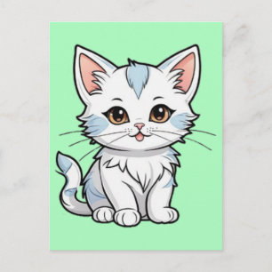 Stilisiertes Katzen-Cartoon-Linienkunst-Design-523 Postkarte