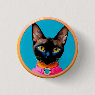 Stilisiertes Katzenporträt mit kräftigen Farben Button