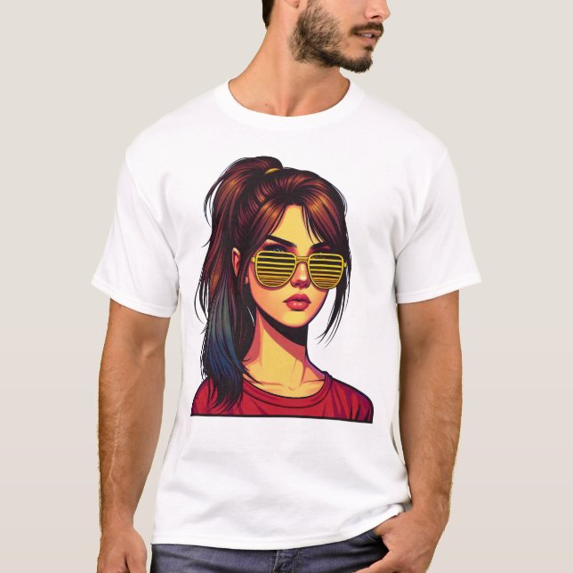 Stilisiertes Mädchenporträt T-Shirt (Vorderseite)