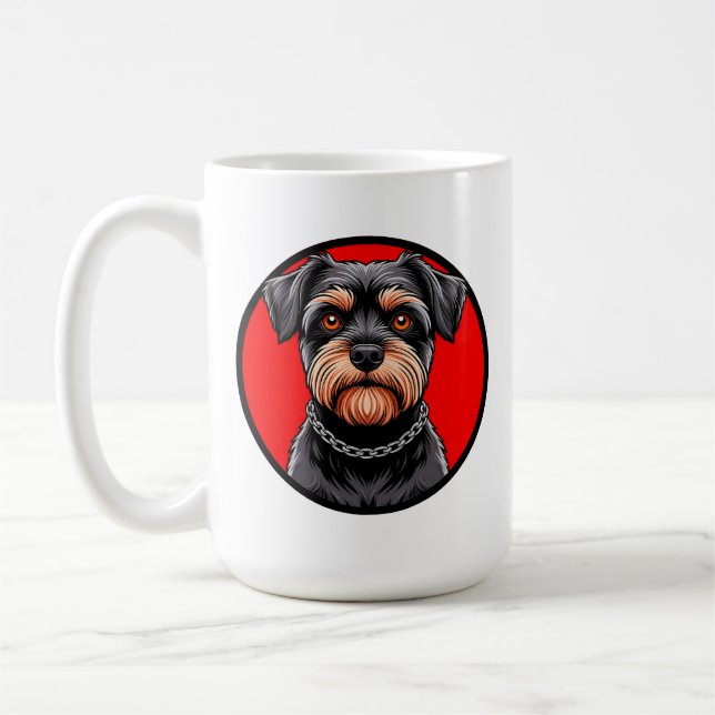 Stilisiertes Portrait eines Schwarzen Terrier Kaffeetasse (Links)