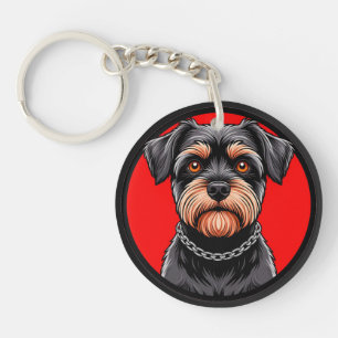 Stilisiertes Porträt eines schwarzen Terriers Schlüsselanhänger