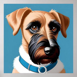 Stilisiertes Porträt eines Terrierhundes Poster