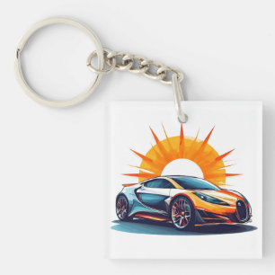 Stilisiertes Rennsportwagen Schlüsselanhänger