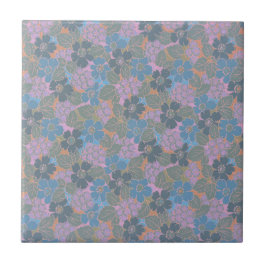 Stilisiertes Retro-Blumenmuster Fliese