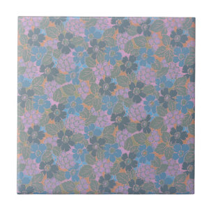 Stilisiertes Retro-Blumenmuster Fliese