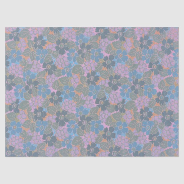 Stilisiertes Retro-Blumenmuster Seidenpapier (Vorderseite)