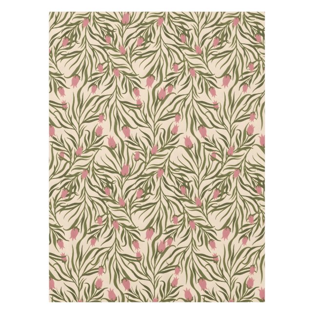 Stilisiertes rosa glockenförmiges Blumenmuster Tischdecke (Vorderseite)