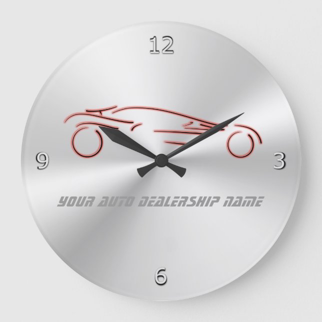 Stilisiertes rotes Sportscar auf Große Wanduhr (Vorderseite)