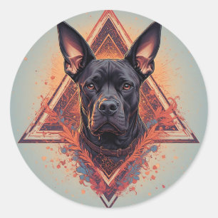 Stilisiertes Schwarzhund-Porträt Runder Aufkleber
