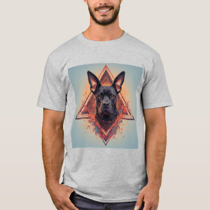 Stilisiertes Schwarzhund-Porträt T-Shirt