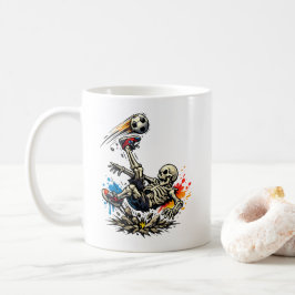 Stilisiertes Skelett Fahrradkick Fußball Mug | Lus Kaffeetasse
