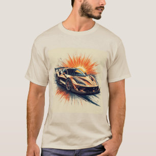 Stilisiertes Sportauto mit dynamischen Pinselstric T-Shirt