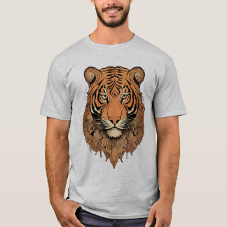 Stilisiertes Tiger Illustration-T-Shirt T-Shirt