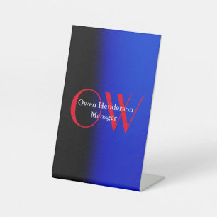 Stilistisch Einziges Blau, fett Text Monogram Sockelschild