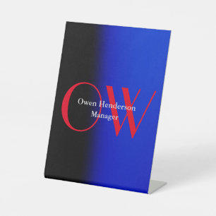 Stilistisch Einziges Blau, fett Text Monogram Sockelschild