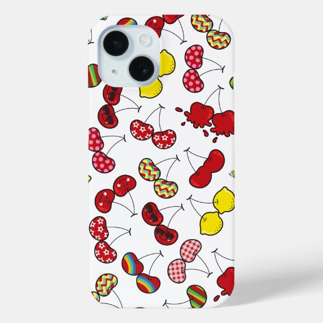Stilistischer Cartoon Funny Cheeky Red Cherries Mu Case-Mate iPhone Hülle (Rückseite)
