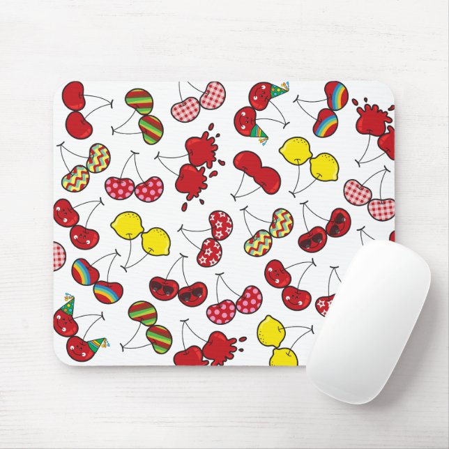 Stilistischer Cartoon Funny Cheeky Red Cherries Mu Mousepad (Mit Mouse)
