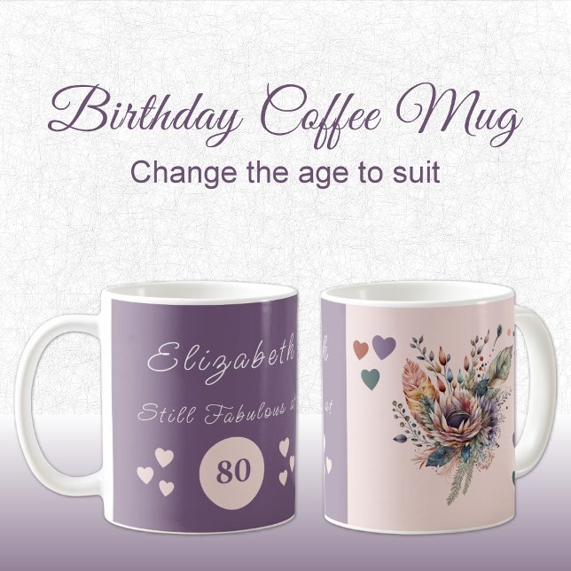 Still fabulous at 80 birthday floral purple pink kaffeetasse (Von Creator hochgeladen)