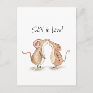 Still in Love - Two cute kissing Mice Postkarte