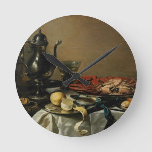 Still Life, 1643 (Öl auf Tafel) Runde Wanduhr