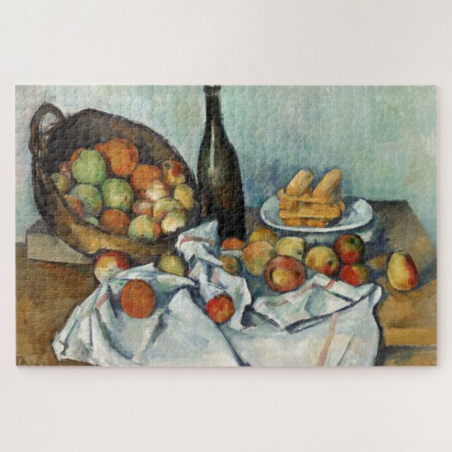Still Life Apfel Basket Cezanne Malerei Kunst Puzzle (Horizontal)