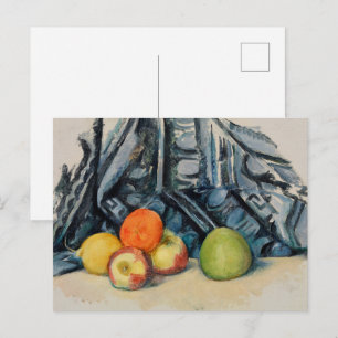 Still Life Äpfel und Tuch von Paul Cézanne Postkarte