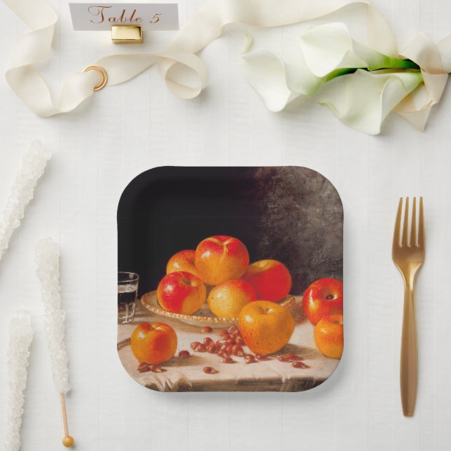 Still Life, Apples and Chestnuts Pappteller (Hochzeit)