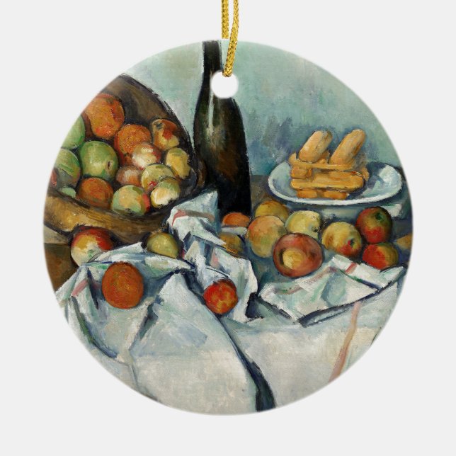 Still Life Apples Basket Cezanne Malerei Art Keramik Ornament (Vorne)