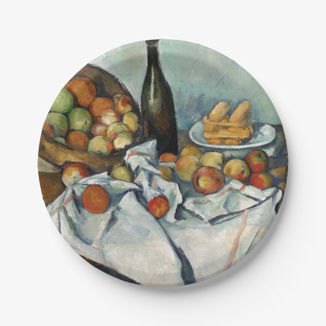 Still Life Apples Basket Cezanne Malerei Art Pappteller (Vorderseite)