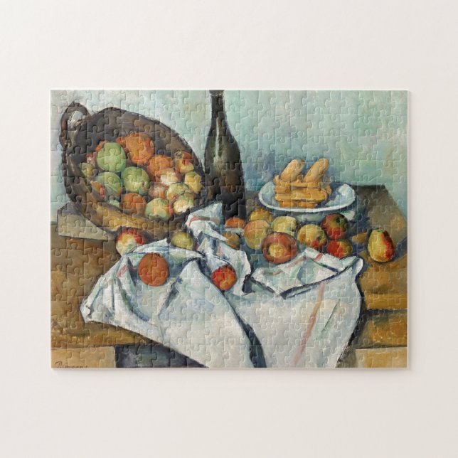 Still Life Apples Basket Cezanne Malerei Art Puzzle (Horizontal)