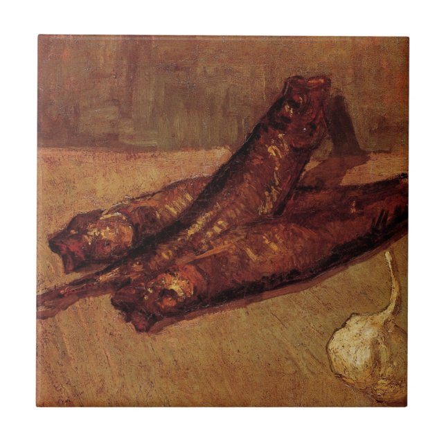 Still Life Bloaters and Knolic von Vincent van Gog Fliese (Vorderseite)