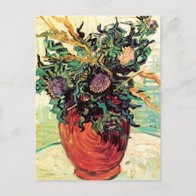 Still Life Blume und Thistles, Van Gogh Fine Art Postkarte (Vorderseite)