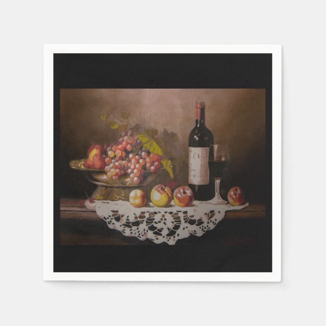 Still life Fruit Bowl and Wine Bottle      Serviette (Vorderseite)