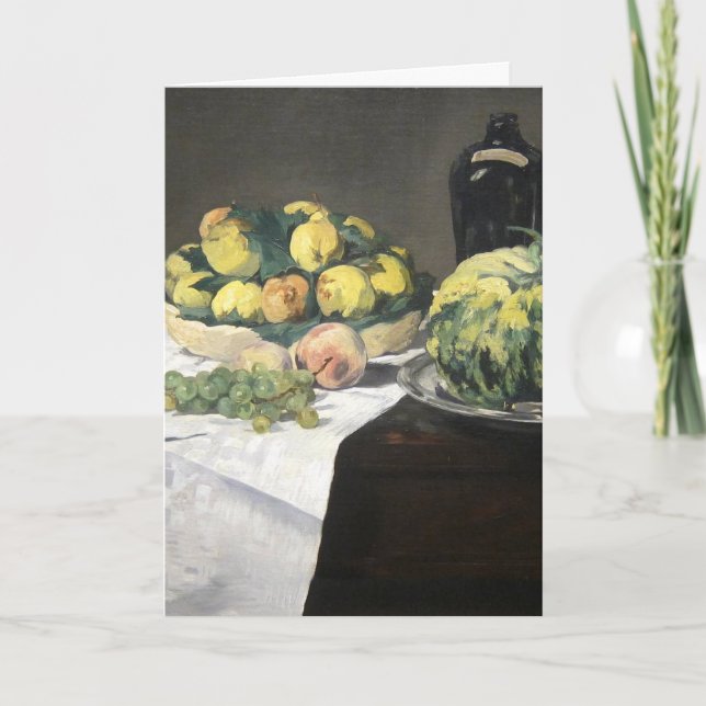 Still Life Lemon Pfirsiche von Manet Impressionist Karte (Vorderseite)