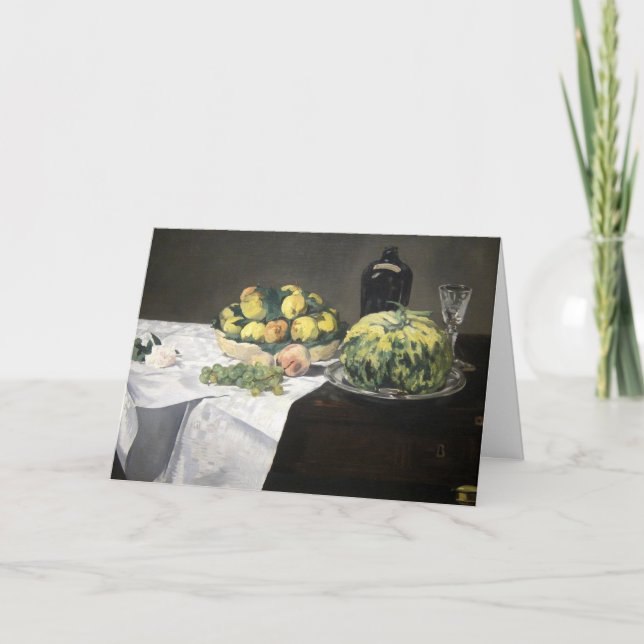 Still Life Lemon Pfirsiche von Manet Impressionist Karte (Vorderseite)