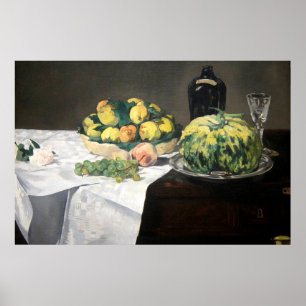Still Life Lemon Pfirsiche von Manet Impressionist Poster