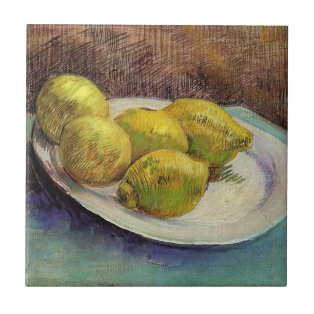 Still Life Lemons on a Plate by Vincent van Gogh Fliese (Vorderseite)