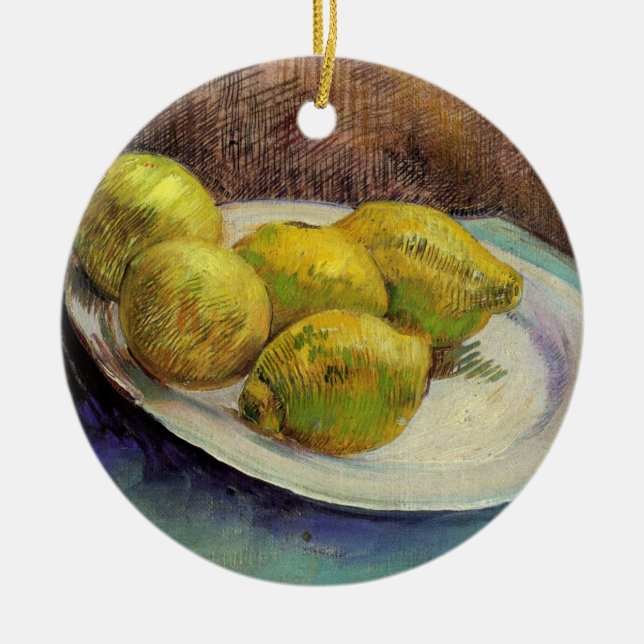 Still Life Lemons on a Plate by Vincent van Gogh Keramik Ornament (Vorne)