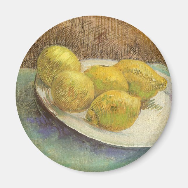 Still Life Lemons on a Plate by Vincent van Gogh Magnet (Vorne)
