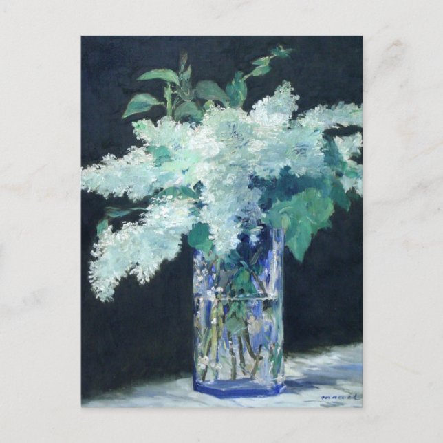 Still Life Lilac Bouquet von Manet Impressionist Postkarte (Vorderseite)
