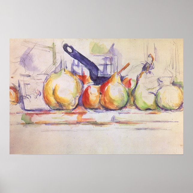 Still Life mit Saucepan von Paul Cezanne Poster (Vorne)