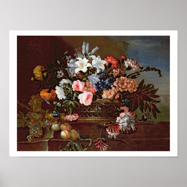 Still Life of Flowers in a Basket Poster (Vorne)