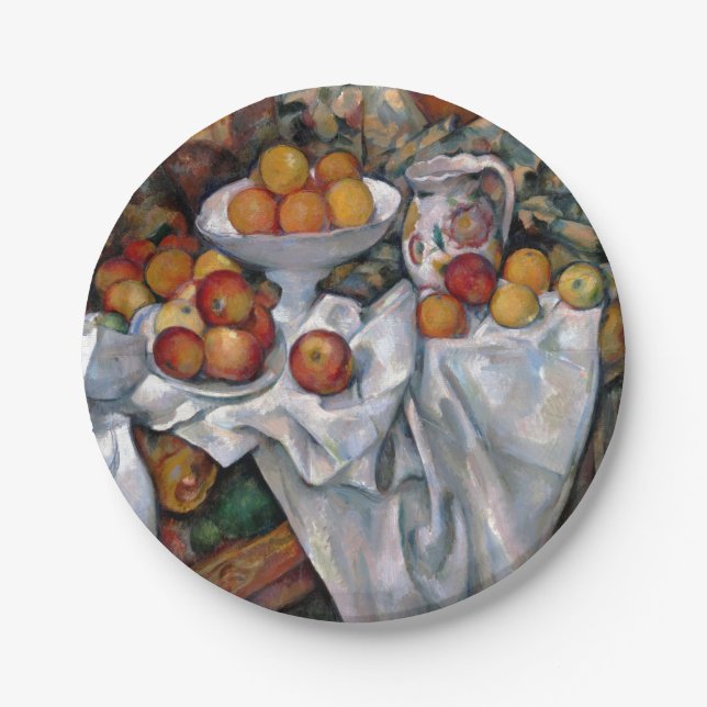 Still Life Orange - Paul Cezanne Malerei Art Pappteller (Vorderseite)