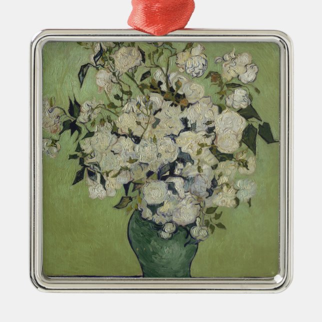 Still Life Pink Roses in einer Vase von Van Gogh Ornament Aus Metall (Vorne)