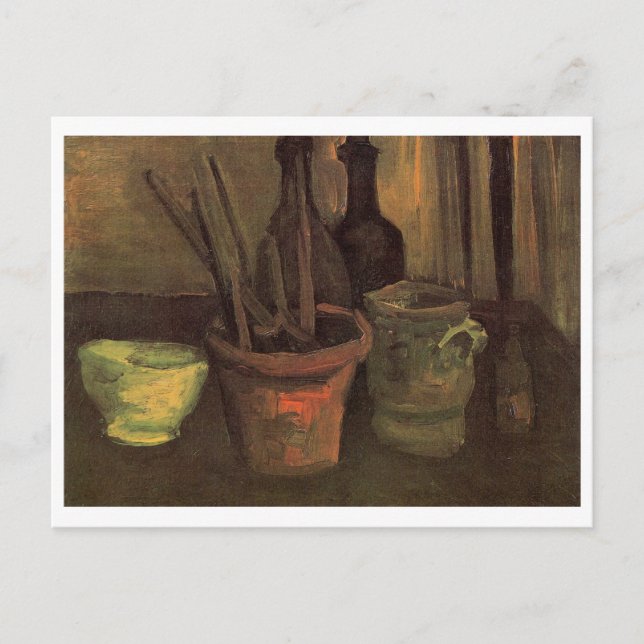 Still Life Pinsel in Pot Van Gogh Fine Art Postkarte (Vorderseite)