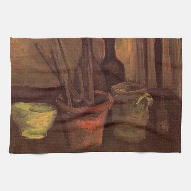 Still Life Pinsel in Pot von Vincent van Gogh Geschirrtuch (Horizontal)
