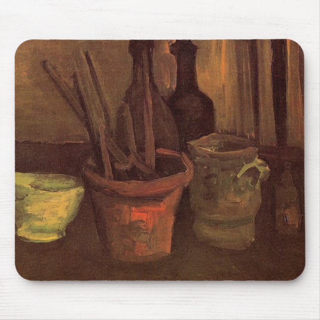 Still Life Pinsel in Pot von Vincent van Gogh Mousepad (Vorne)